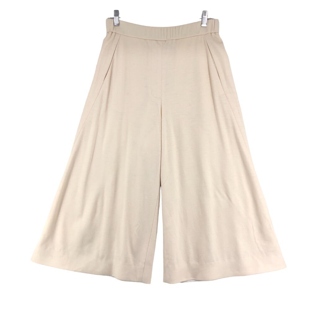 Valentina Kova Womens Size M Pants White Wide Leg Fully Lined Cropped Stretch